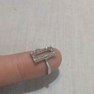 Make Offer Silver Rhinestone Rectangle Ring